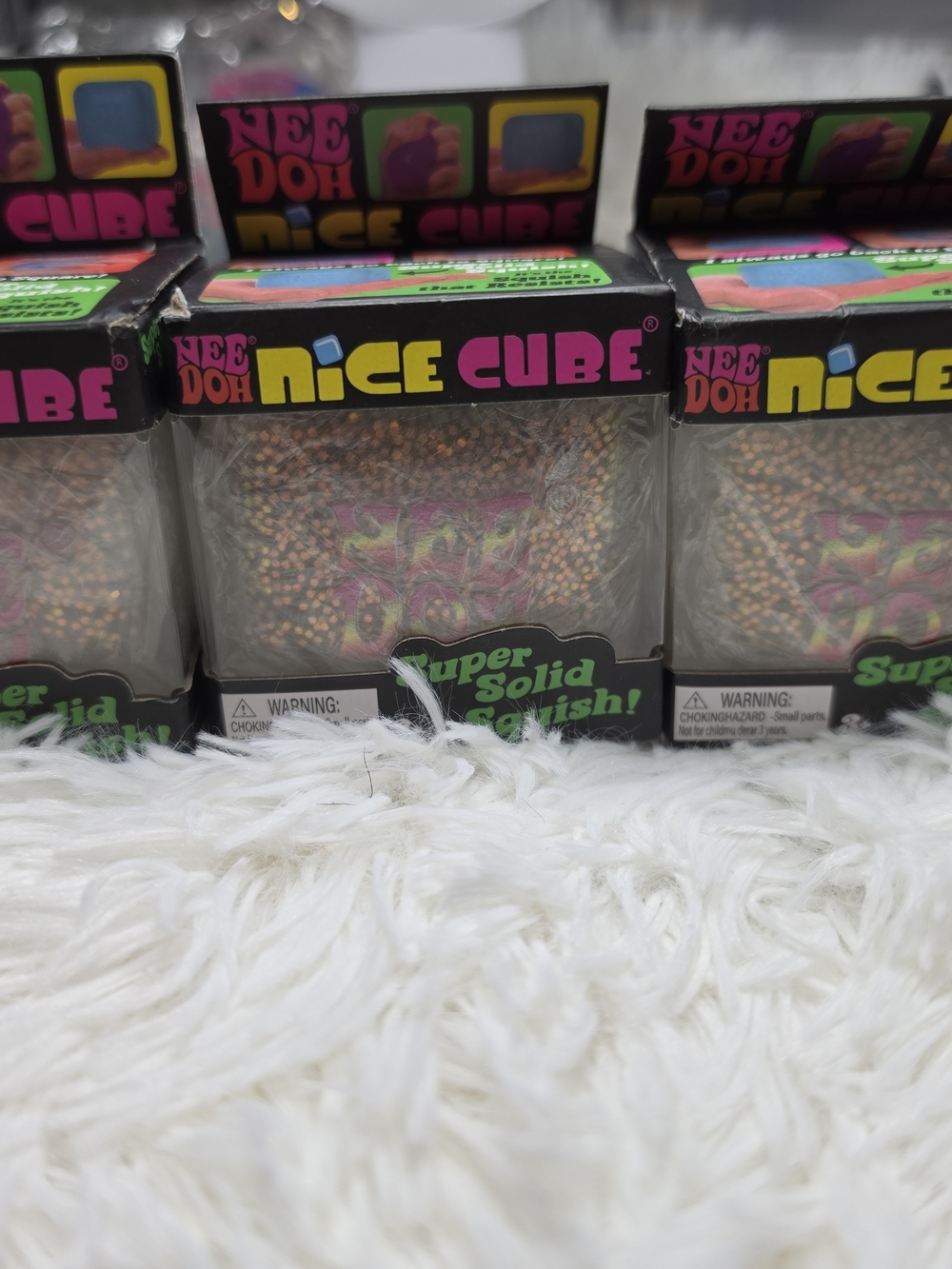 Nee Doh Glow In The Dark Nice Cube Stress Toy - Rainbow Speckled